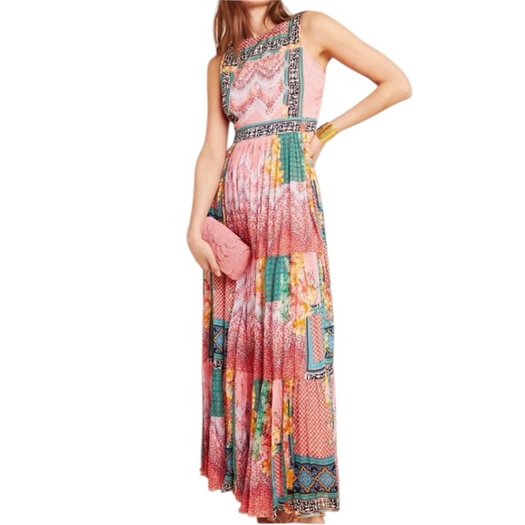 Anthropologie Dresses & Skirts - Anthropologie Bhanuni By Jyoti Maxi Dress Dreamy Pink & Green NWT Women’s Size 4